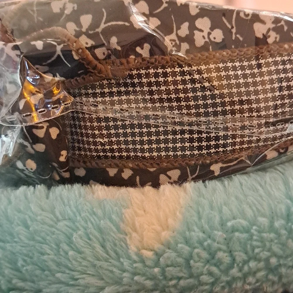 Wide Headband Floral Bow Black, Brown, and White with Checker Ribbon Accent
